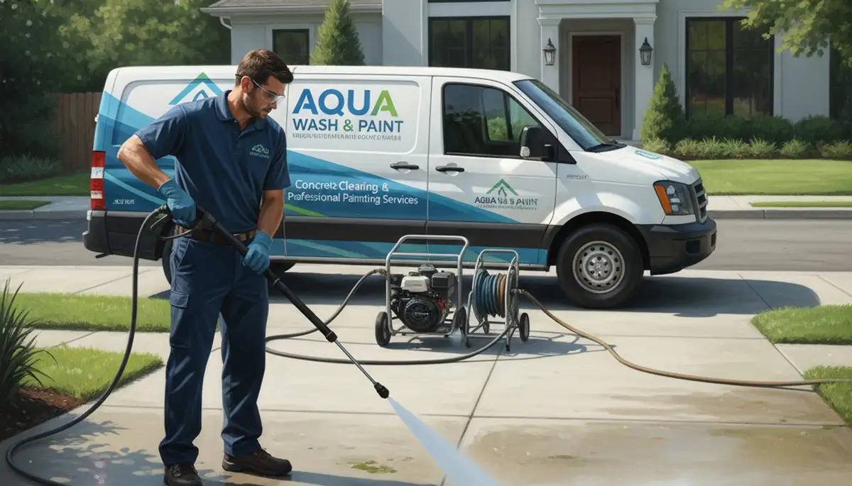 Concrete pressure cleaning in Marietta, GA for driveways and patios by Marietta Paint Pros