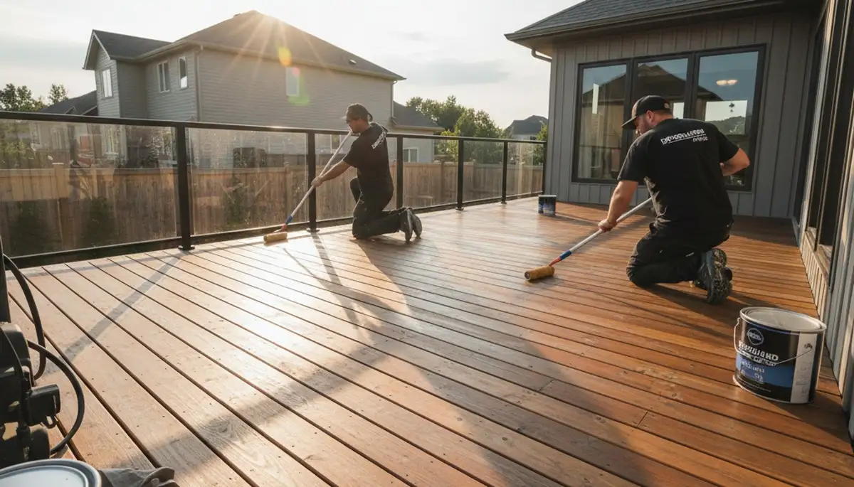 Professional deck sealing in Marietta, GA to protect wood from sun, rain, and humidity