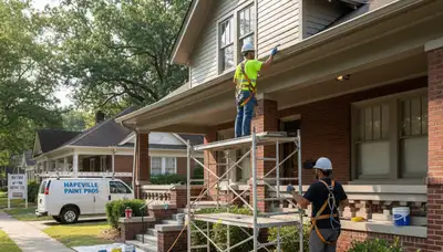 Professional painting contractors in Marietta, GA preparing a residential exterior paint project