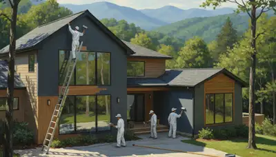 Marietta, GA painting contractor completing a professional residential exterior paint job