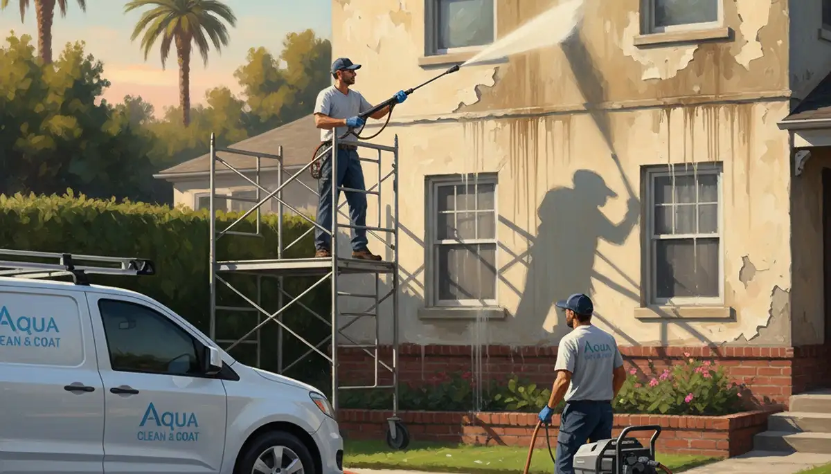Pressure washing service in Marietta, GA removing dirt and mildew from a home exterior