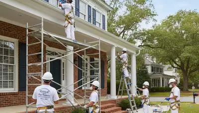Marietta, GA painting contractor team preparing an exterior home painting project