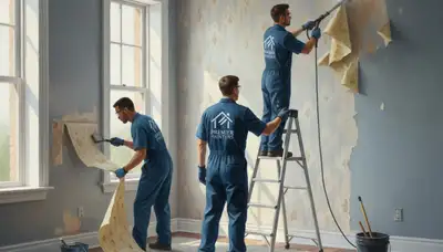 Wallpaper removal service in Marietta, GA by Marietta Paint Pros preparing walls for paint