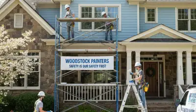 Painting contractor in Marietta, GA applying fresh interior paint in a residential home